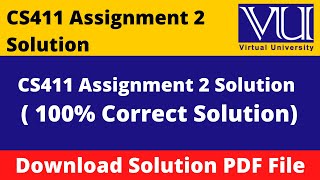 cs411 assignment 2 solution 2024|| Download File in  PDF