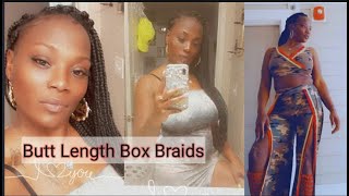 BUTT LENGTH BOX BRAIDS WITH A TINT OF MINT 💙 | How to extend box braids | Booty length braids 😍