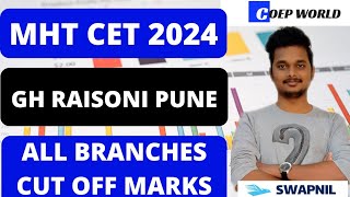 GH RAISONI PUNE MHT CET 2024 CUT  OFF MARKS🔥| GH RAISONI PUNE ALL BRANCHES CUT OFF