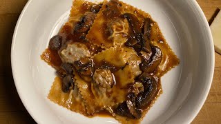 Short Rib Ravioli with Mushroom Sauce