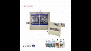 Bleach flash harpic toilet cleaner corrosive acid liquid filling packing line with capper labeler.