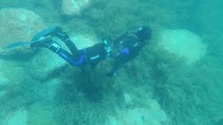 Two oxygen rebreathers diving