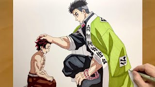 How to Draw Tanjiro & Himejima Gyomei | Step-by-Step Anime Coloring Process