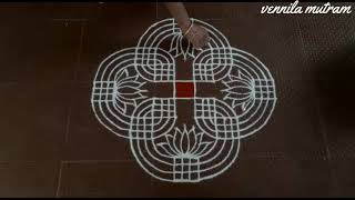 Easy four lines kolam || easy padikolam || lotus kolam || friday kolam || padikolam with dots