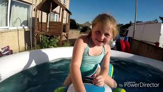 Georgi and evie in the pool