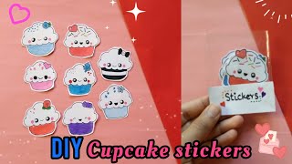 diy cupcake stickers 🧁| without double sided tape| homemade sticker|easy paper stickers| beta craft