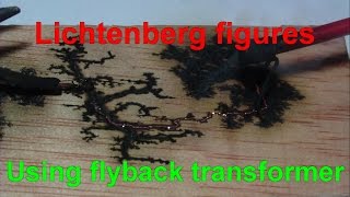 Lightning Pattern In Wood (Lichtenberg Figures) using Flyback Transformer