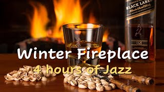 4 Hours of Fireplace Crackling sound and Jazz  for Winter Ambiance - Calm / Sleep / Fireplace / ASMR