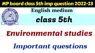 MP board 5th class EVS important question | MP board 5th class environmental studies