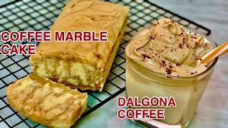 COFFEE MARBLE CAKE , DALGONA COFFEE, DALGONA COFFEE RECIPE, KUE MARMER KOPI, RESEP BOLU MARMER KOPI