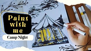 Paint with me/ Painting Camping Using Ohuhu Art Markers /M Rasmi/