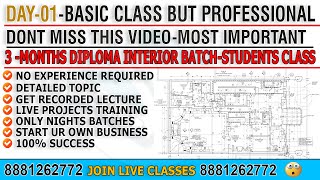 (Live Class Interior 3 Months)-Basic Class Process Of Desiging A Floor Plan In Detailed And Profes.