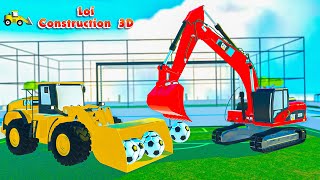 Bulldozer, Excavator for Soccer field construction - Funny 3D Construction Vehicles