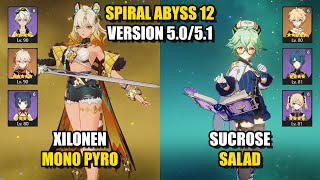 Xilonen Mono Pyro & Sucrose Salad | Spiral Abyss 5.0/5.1 | Genshin Impact