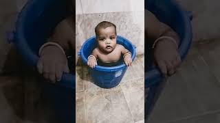 Baby bathing in bucket #baby #bath #shorts #ytshorts #viralshorts #babyboy #babybath #babybathtub