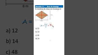 ÁREA DO LOSANGO - MATEMÁTICA BÁSICA #matematicabasica  #enem #saeb #matemática