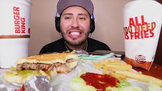 ASMR IMPOSSIBLE WHOPPER BURGER + FRIES MUKBANG No Talking