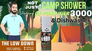 Not just a camp shower, but also a dish cleaning machine