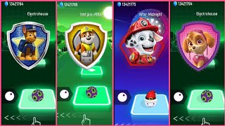 Paw Patrol: The Mighty Movie | chase 🆚️ Rubble 🆚️ Marshall 🆚️ Skye Tiles Hop EDM Rush○Who is winner🏆