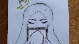 How to draw easy  a Muslim girl holding a book? Kitob kòtargan Muslima qiz! Oson chizishni òrganing