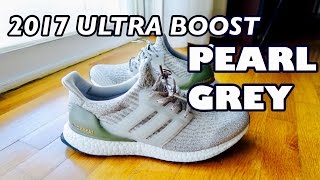 NEW 2017 Adidas Ultra Boost 3.0 PEARL GREY/TRACE CARGO Unboxing & Review