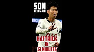 Son Heung min HAT TRICK IN 13 MINUTES! 🔥⚽️⚽️⚽️🔥 Tottenham vs Leicester #sonheungmin