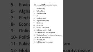 CSS 2024 Essay expected topics