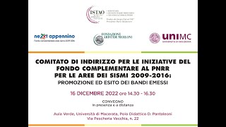 Comitato di indirizzo per iniziative del fondo complementare al PNRR per le aree dei sismi 2009-2016