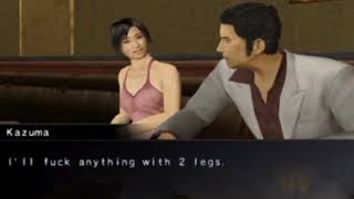 Kiryu Kazuma talking to female creatures