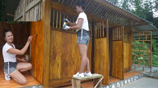 Full Video: Building Complete Wooden House, Skills Paint Colors Wall - Build LOG CABIN, My Bushcraft