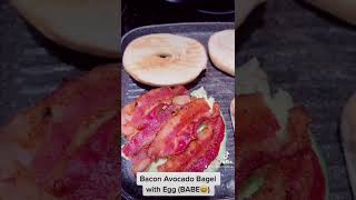 Bacon Avocado Bagel with Egg #shorts #bacon #avocado #bagel #egg #overeasy