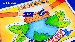 International day of democracy poster drawing || Drawing on democracy || Democracy day poster