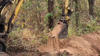 excavating sand at the property #machinery #sand #DIY #relaxing #soothing #cedar #tree