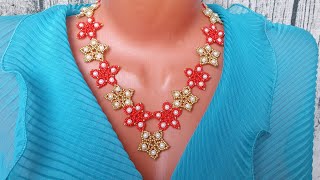 Necklace/Beaded necklace/DIY Pearl necklace/Beaded/Колье своими руками/Жемчужное колье/Как сделать