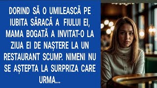 Dorind să o umilească pe iubita săracă a fiului ei, mama bogată a invitat-o la ziua ei de naştere...