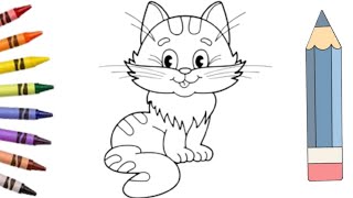 Cat drawing for kids and toddlers||@how to draw cat for begginers||