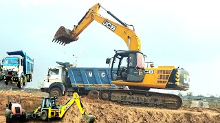 Jcb 205 Excavator Backhoe Loader MachineLoading Mud in Tata 2518 Tippe Truck । Truck Videos