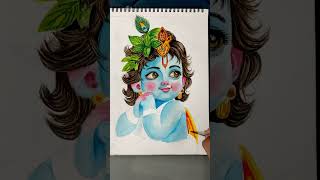 Lord Krishna Watercolour Painting #shorts #watercolorpainting #krishnapainting