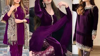 Purple Color Dress Designing ldeas /winter dress design /Latest purple colour dress design