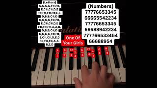 One Of Your Girls piano tutorial (letters and numbers)