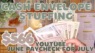 $566 Cash Envelope Stuffing | YOUTUBE Paycheck Side-Hustle Income | 24 Year Old Budgets