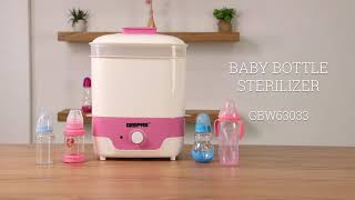 Geepas Baby Bottle Sterilizer 650W - 6Pcs Bottle Steam Sterilizer Capacity.