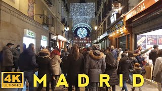 4K MADRID SPAIN|NIGHT WALK TOUR| DECEMBER 2021| CALLAO SOL TO PLAZA MAYOR..