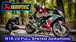 Yamaha R15v3 bs6 Full System Akrapovic Exhaust  |best exhaust for R15v3 |#r15v3modification#yamaha