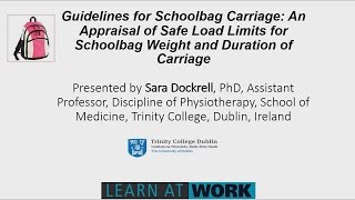 Guidelines for Schoolbag Carriage - Learn At WORK