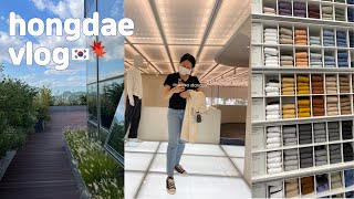 KOREA VLOG (EN)ㅣHongdae VLOG ☁️(👖shopping, ☕terrace cafe, 💻working)