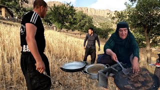 village lifestyle:baking delicious local bread and harvesting agricultural land by villagers