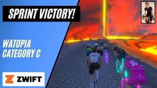 Zwift Sprint Race Win! // Bullseye Points Race Volcano CCW // Category C