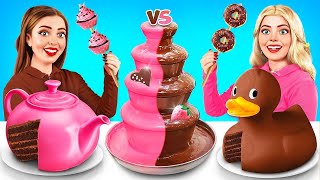 Chocolate Fountain Fondue Challenge | Expensive vs Cheap Sweet by RATATA POWER