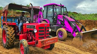 JCB 3dx Backhoe Loading Mud in Mahindra 475 JCB Miti khudai work JCB working #jcb #jcb3dx #jcbvideo